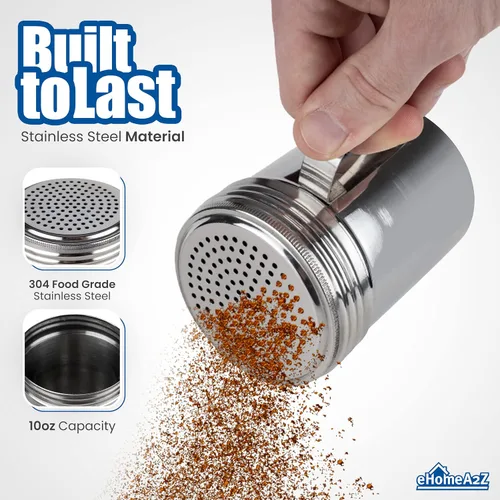 Vista 2 de Espolvoreador de Acero Inoxidable Ideal para Sal, Especias, Azúcar, Harina (1, 10 oz)
