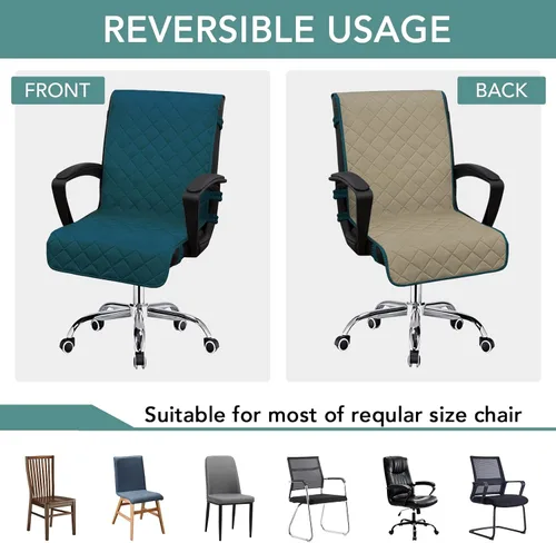 Vista 4 de Easy-Going Funda reversible para silla de oficina, resistente al agua, funda suave para silla de computadora de escritorio con hebilla