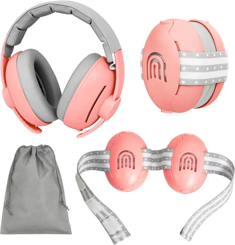 Vista 10 de Auriculares ajustables 2 en 1 con cancelación de ruido para bebés y niños pequeños Blanco