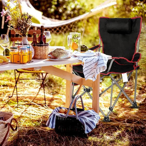 Vista 10 de YSSOA Reposapiés extraíble silla de camping reclinable, paquete de 1, color negro
