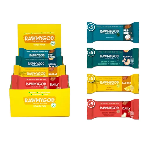 Vista 22 de RAWMYGOD Barras de Frutas y Nueces, Sin Gluten, Veganas, Sin Azúcar Añadida