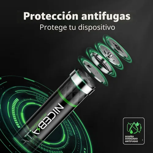 Vista 5 de NICEBATT Baterías AAA recargables de 1100 mAh, batería Premium NiMH Triple A de baja autodescarga, 16