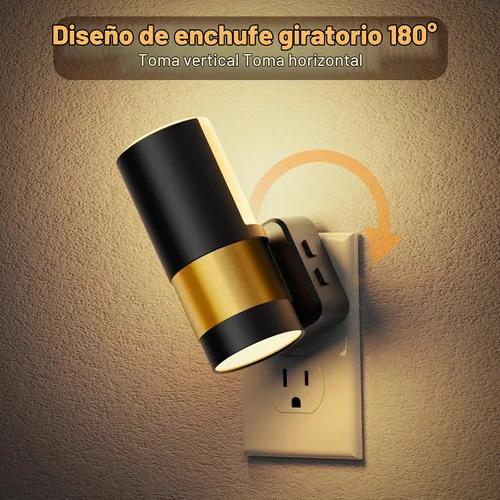 Vista 5 de JandCase - Luz nocturna enchufable, luz nocturna giratoria con 3 colores, regulable