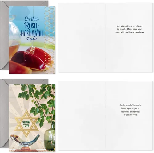 Vista 3 de Hallmark Tree of Life - Tarjetas Rosh Hashanah, paquete de 16 (Shana Tova)