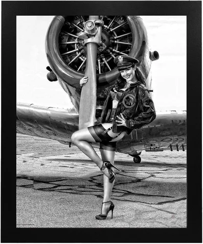 Vista 6 de Póster de pared vintage de la Segunda Guerra Mundial, póster de tributo militar "Wings of Angels" Obra de arte patriótica de aviación para garaje