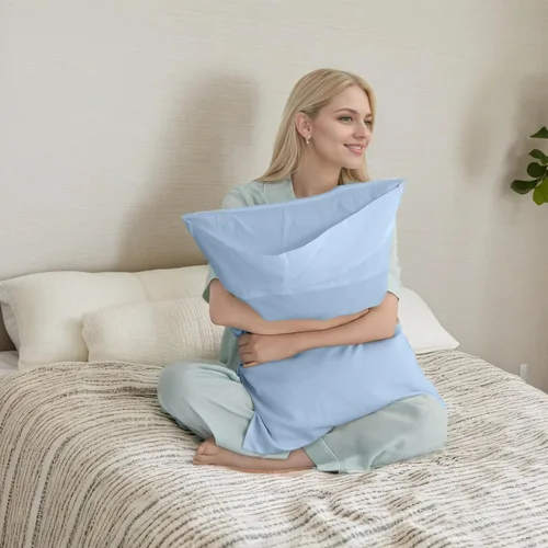 Vista 2 de Fundas de almohada tamaño estándar paquete de 2, fundas de almohada de rayón de bambú refrescantes con cierre de sobre, fundas de almohada frescas