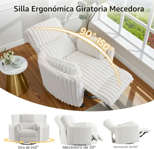 Vista 4 de Jocisland - Silla reclinable eléctrica para guardería, mecedora giratoria, color crema