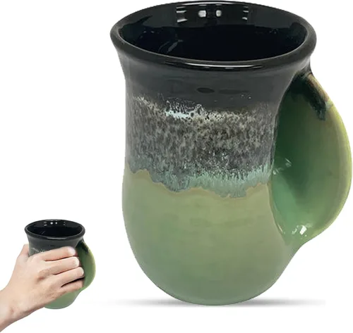 Vista 28 de Clay in Motion - Taza calentadora de manos para diestros, diseño Ocean Tide Marea del Océano