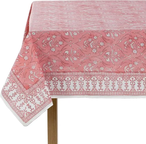 Vista 44 de Ridhi Mantel rectangular con estampado de bloque de mano verde espárragos Espárragos Verde Gadd