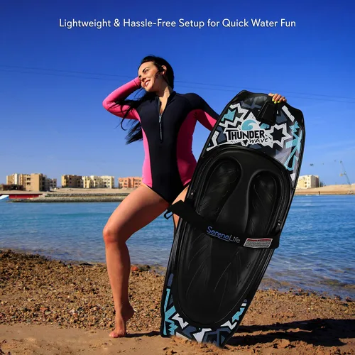 Vista 5 de SereneLife Rodillera para deportes acuáticos con gancho para niños y adultos, rodillera con correa para navegación, waterboarding, surf de rodillas