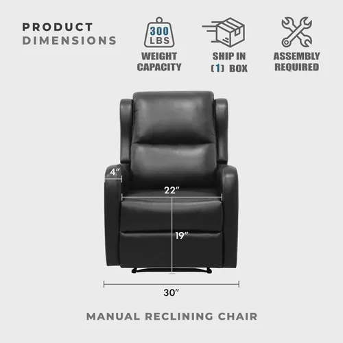 Vista 4 de Lexicon Silla reclinable manual, sillón reclinable de pared, piel sintética Negro