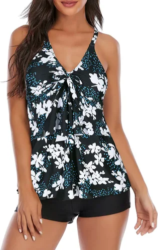 Vista 10 de American Trends Trajes de baño de dos piezas para mujer, tankini de talla grande, con control de abdomen