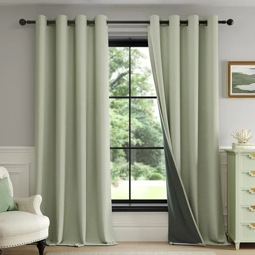 Vista 56 de FMFUNCTEX - Cortinas 100% opacas color beige de 40 x 63 pulgadas para dormitorio, 2 paneles Black out Drapes, Thermal Insulated Noise Reducing