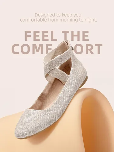 Vista 3 de Dream Pairs Zapatos planos, cómodos y de moda, para mujer, con correas elásticas para el tobillo