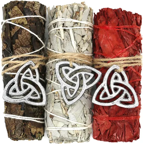 Vista 7 de Juego de 3 barras variadas de salvia con guía de manchas para limpieza del hogar, meditación y rituales (diosa) de 4 pulgadas