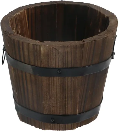 Vista 7 de MY MIRONEY - Juego de 3 macetas ovaladas de madera, tamaño pequeño, mediano y grande Cubo de madera de estilo vintage Jardín rústico maceta