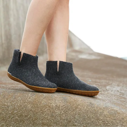 Vista 7 de Glerups Pantufla tipo bota unisex de mezcla de lana 100% de calidad con suela de goma Carbón