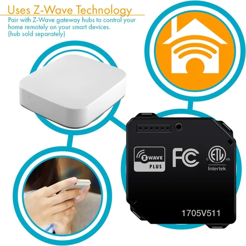 Vista 5 de Módulo de interruptor inteligente por relé Enerwave Z-Wave convierte cualquier interruptor empotrado en pared en un interruptor Z-Wave, 120-277VAC