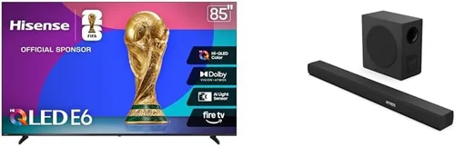 Vista 24 de Hisense 43" Serie E6 Cinema Hi-QLED 4K UHD Smart Fire TV (43E6QF, modelo 2025) - Sensor de luz AI, Dolby Vision · Atmos, control remoto por voz