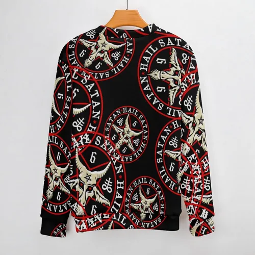 Vista 3 de Hail Satan Baphomet Goat Long Sleeve Sweatshirt Casual Crewneck Pullover Sweater Jumper Tops for Women Men