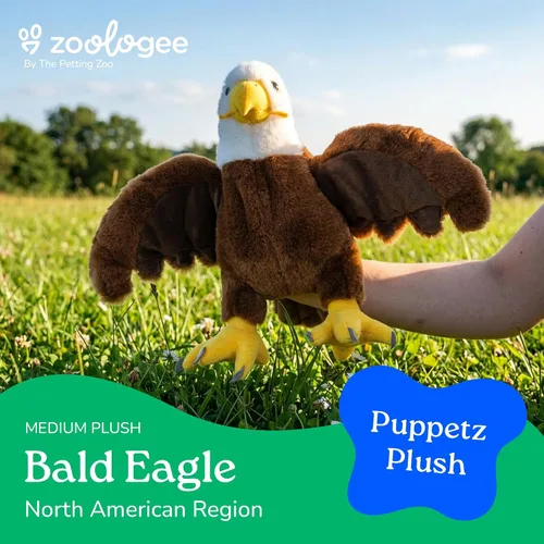 Vista 2 de The Petting Zoo Peluche de águila calva, regalos para niños, animales títeres, juguete de peluche de águila de 15 pulgadas