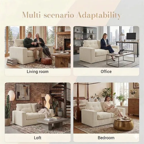 Vista 2 de NAYA 69" Oversised Loveseat Sofa, Compressed Boneless Couch with 2 Deep Seat, Modern Upholstered Cloud Couch for Living Room, Bedroom, Apartment, No