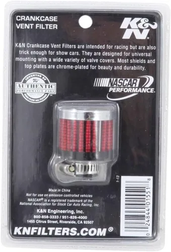 Vista 7 de K&N Filtro de aire de ventilación/respiradero: Alto rendimiento, Premium, lavable, Reemplazo del filtro del motor: Diámetro de la brida: 0.3125 in