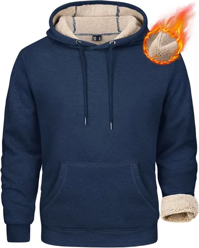 Vista 16 de MAGCOMSEN Sudadera con capucha pesada con forro polar Sherpa para hombre Verde militar