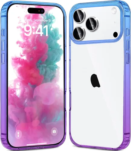 Vista 29 de JJGoo - Funda compatible con iPhone 17 Pro, funda transparente a prueba de golpes, funda protectora delgada con parte trasera de policarbonato duro