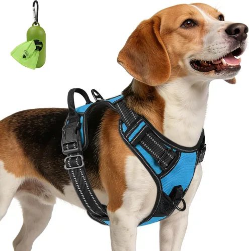 Vista 43 de Joytale Arnés sin tirones para perros pequeños, chaleco reflectante para mascotas con clip frontal, arnés acolchado suave ajustable con asa de fácil