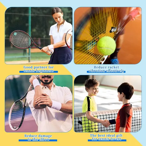 Vista 5 de Chalyna 25 piezas de raqueta de tenis amortiguadores de vibraciones de dibujos animados de silicona para raqueta de tenis, raquetball