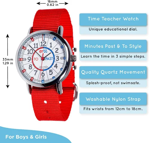 Vista 2 de EasyRead Time Teacher - Reloj analógico de enseñanza para niños, aprende a decir la hora, reloj de profesor de 3 pasos, esfera fácil de leer