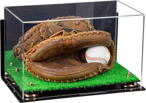 Vista 17 de Better Display Cases Vitrina de guantes de béisbol de acrílico transparente con elevadores negros (A011/V16)