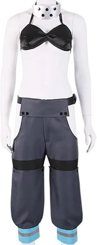 Vista 4 de Nsoking Disfraz de anime para mujer, disfraz de cosplay, uniforme, capa, traje de brasier, conjunto de Halloween