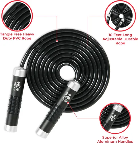 Vista 2 de Quick Fit Juego de 2 cuerdas de saltar con peso (1 libra) con cuerda de saltar sin peso, accesorio de ejercicio portátil para cardio, HIIT
