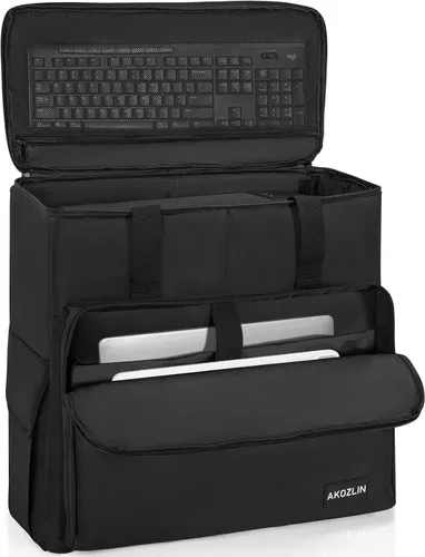 Vista 8 de AKOZLIN Estuche de Chasis de Torre de Computadora de Juegos de Escritorio PC Estuche de Transporte Bolsa de Almacenamiento de Viaje para Teclado