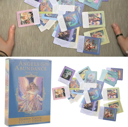 Vista 9 de bouti1583 Angels of Abundance Oracle Cards 44 cartas, exquisitas cartas de tarot ligeras de tamaño pequeño, seguras y ecológicas, fáciles