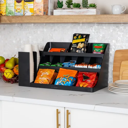 Vista 6 de Mind Reader "Pioneer breakroom Organizador 11 Compartimiento condimento Soporte, color negro, 14 compartimentos - extra grande, Negro