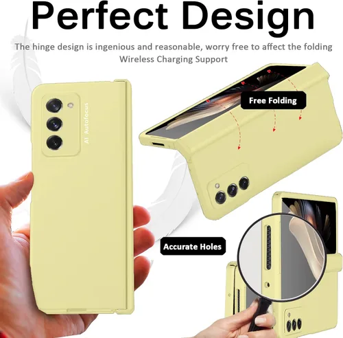 Vista 6 de Miimall Funda compatible con Samsung Galaxy Z Fold 2 con protector de vidrio duro todo incluido, antihuellas, a prueba de golpes, con bisagra