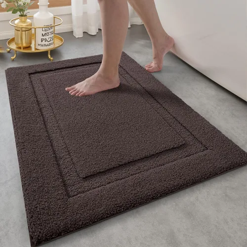 Vista 21 de LUMI Alfombras de baño ultrasuaves antideslizantes con parte trasera de goma, absorbente y lavable, de secado rápido, alfombra de felpa de Beige