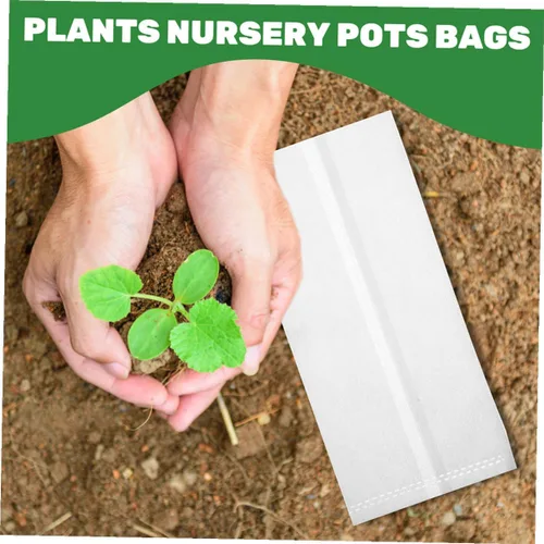Vista 5 de 100pcs Biodegradable Nursery Growing Bags Non-Woven Fabric Planting Pouches 20x20cm for Seedlings Vegetable Breeding Garden Use