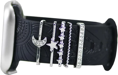 Vista 9 de Abrazaderas de Correa de Reloj - Anillos Decorativos Compatibles con Correas de Cuero de Silicona para Apple Watch - Accesorios de Correa Deslizante