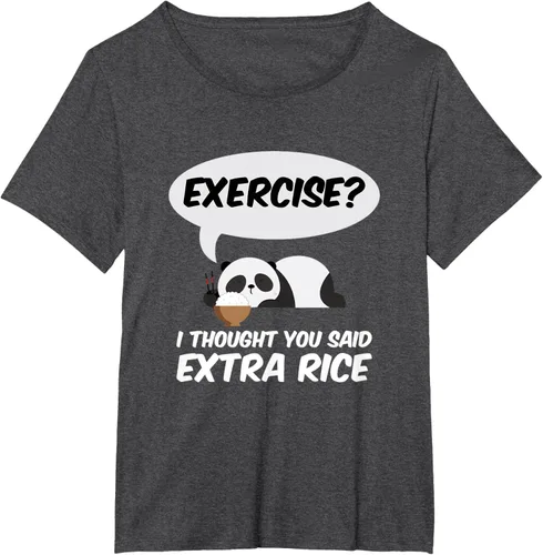 Vista 23 de ¿Ejercicio? I Thought You Said Extra Rice Panda Gift T-Shirt, Negro, S