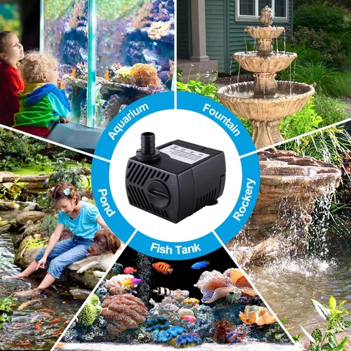 Vista 7 de CWKJ Bomba de fuente, bomba de agua sumergible de 80 GPH(4 W, 300 L/H), bomba de agua duradera para fuente al aire libre con tubo de 4.9 pies