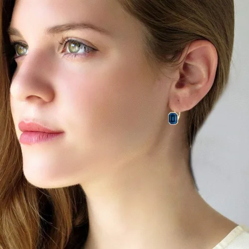 Vista 7 de Aretes colgantes de cristal austriaco con cierre de palanca para mujer, chapados en oro rosa de 14 quilates, joyería hipoalergénica, Metal Cristal