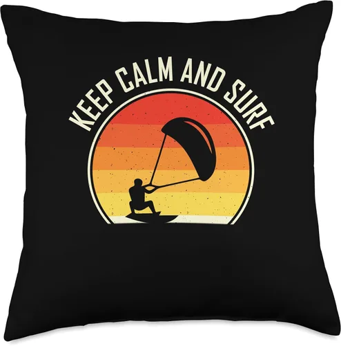 Vista 4 de Kitesurf motif equipment Keep Calm and Surf-Kitesurf, almohada de 16 x 16 pulgadas, multicolor