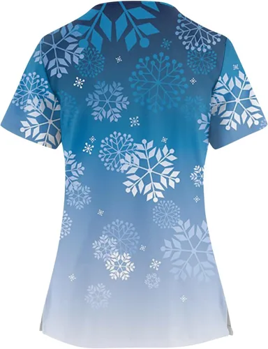 Vista 2 de Ropa quirúrgica de Navidad para mujer, talla grande, suave, cómodo, overol duradero, uniforme de enfermera, con bolsillo
