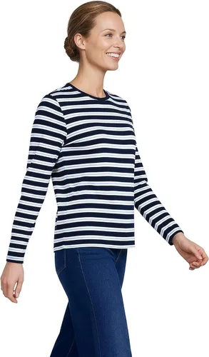 Vista 9 de Lands' End - Camiseta de manga larga, cuello redondo y holgada de algodón Supima cultivado en EE. UU. para mujer Blanco