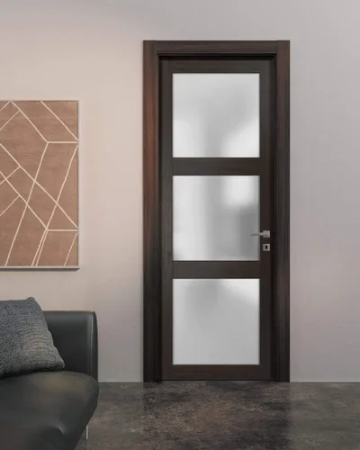 Vista 2 de Vidrio esmerilado sólido para puerta francesa, 30 x 96 pulgadas, color ceniza chocolate Lucía 2552, manija de marco de panel regular individual