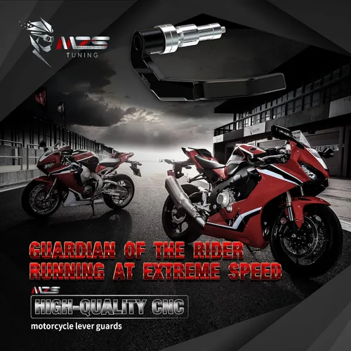 Vista 2 de MZS Protecciones de Maneta para Motocicleta, Protector de Manillar de Aluminio Universal de 7/8 Pulgadas Hueco Extensible, Manos de Freno